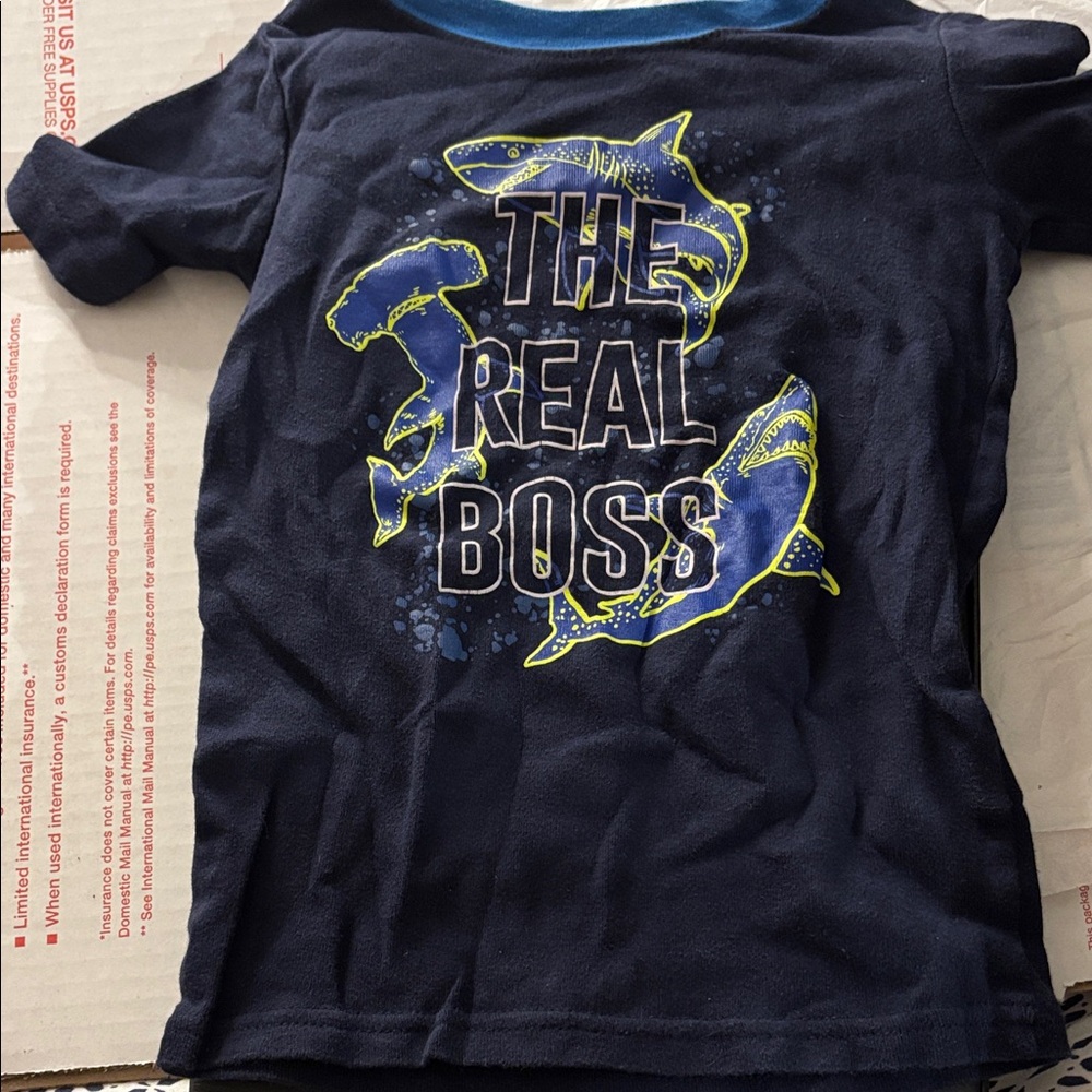 Place Navy Kids sleep Tee with Shark Graphic 6
